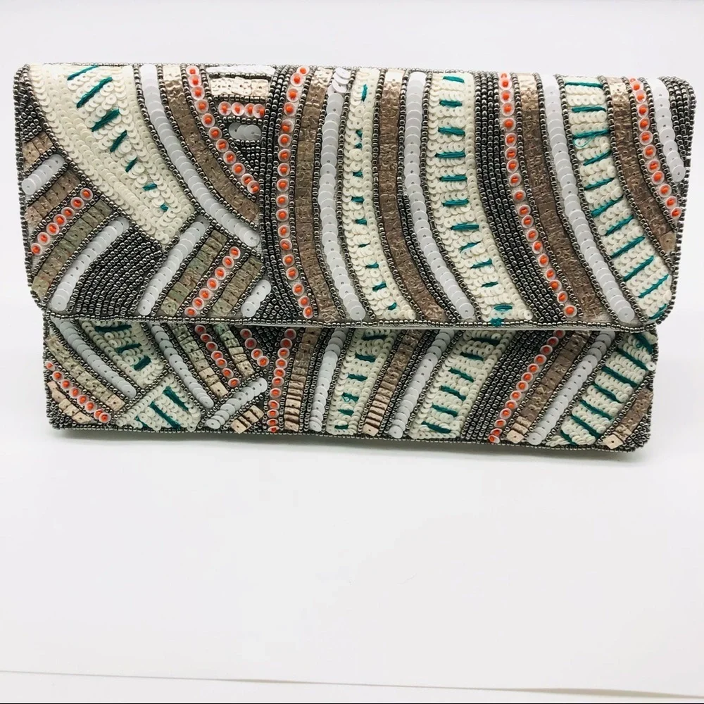 Boho Handmade Beaded Clutch or Crossbody Bag